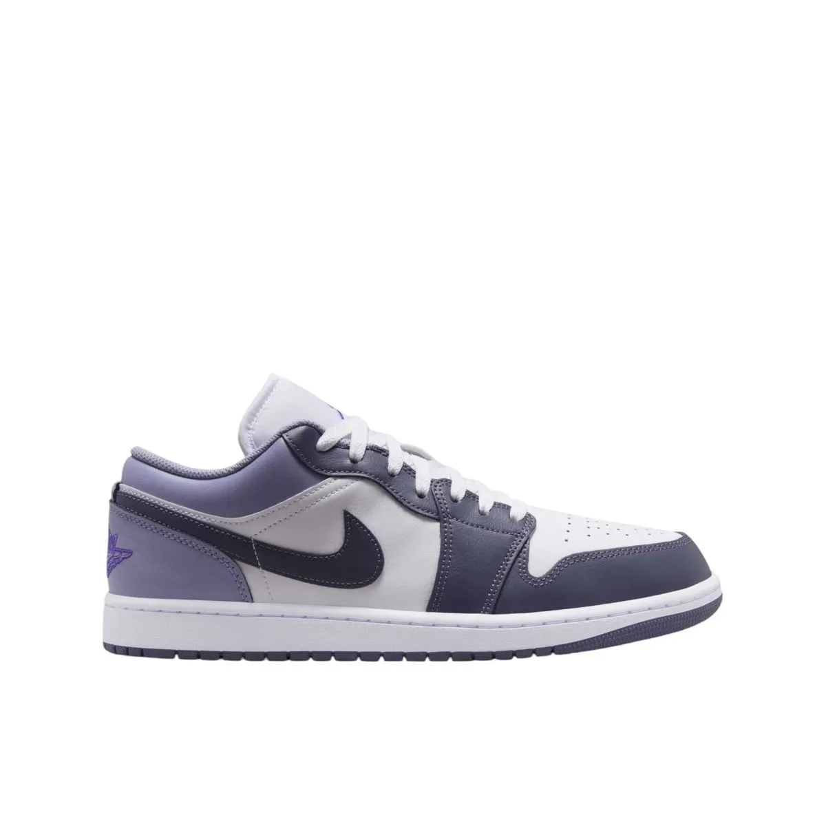 AIR JORDAN 1 LOW MEN'S BASKETBALL SHOES - WHITE/INDIGO HAZE